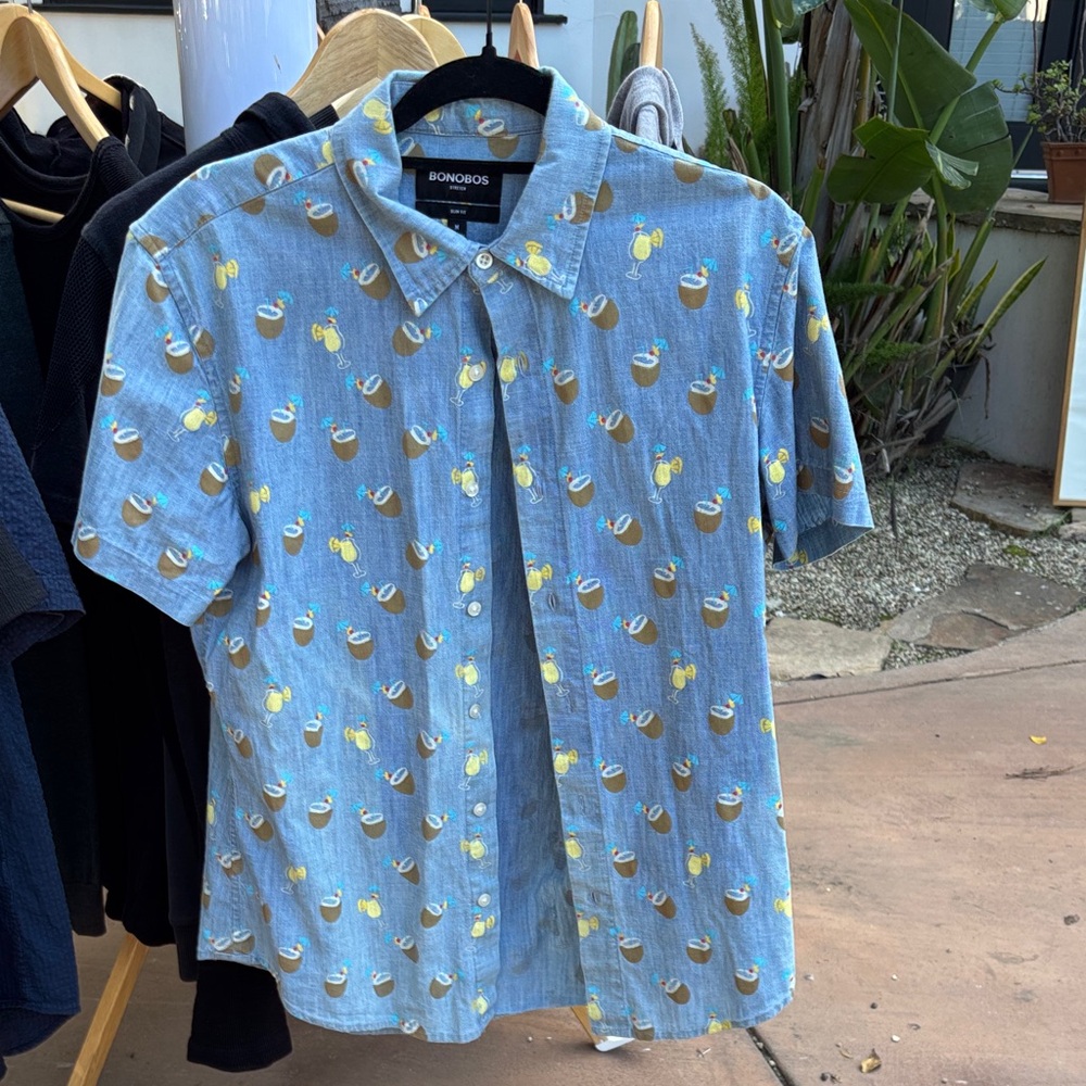 Bonobos Blue Coconut Print Men's Shirt